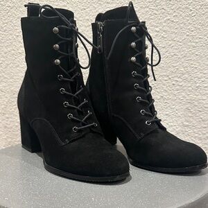 Blondo Black Lace-Up Ankle Boots
